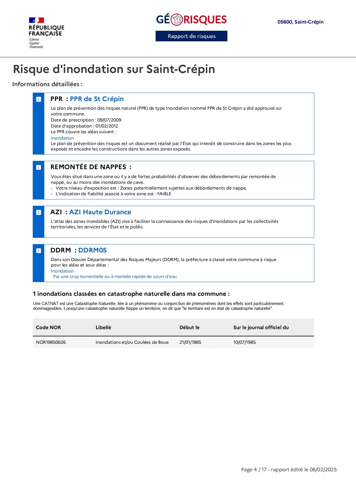 Géo risques rapport