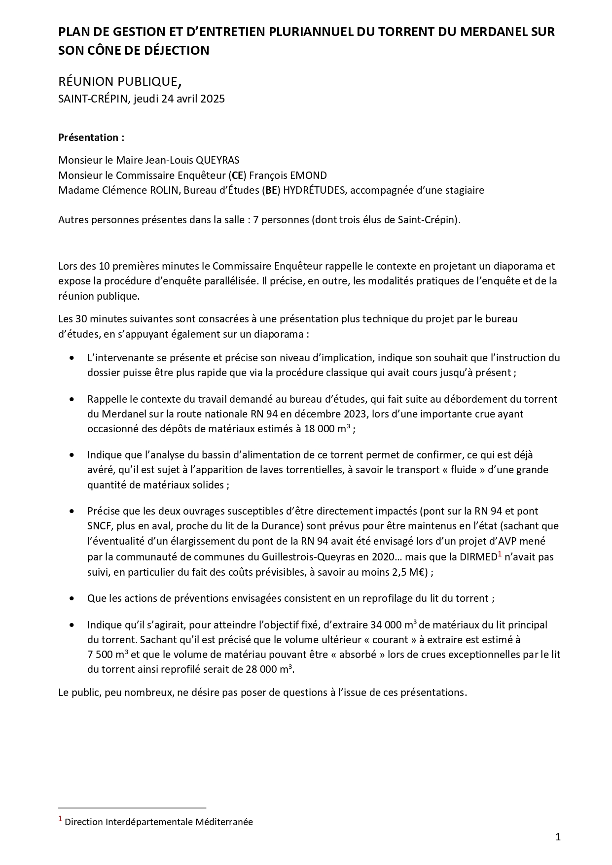Merdanel compte rendu