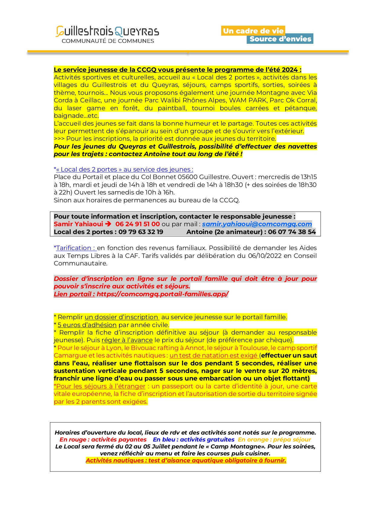 programme activités été 2025