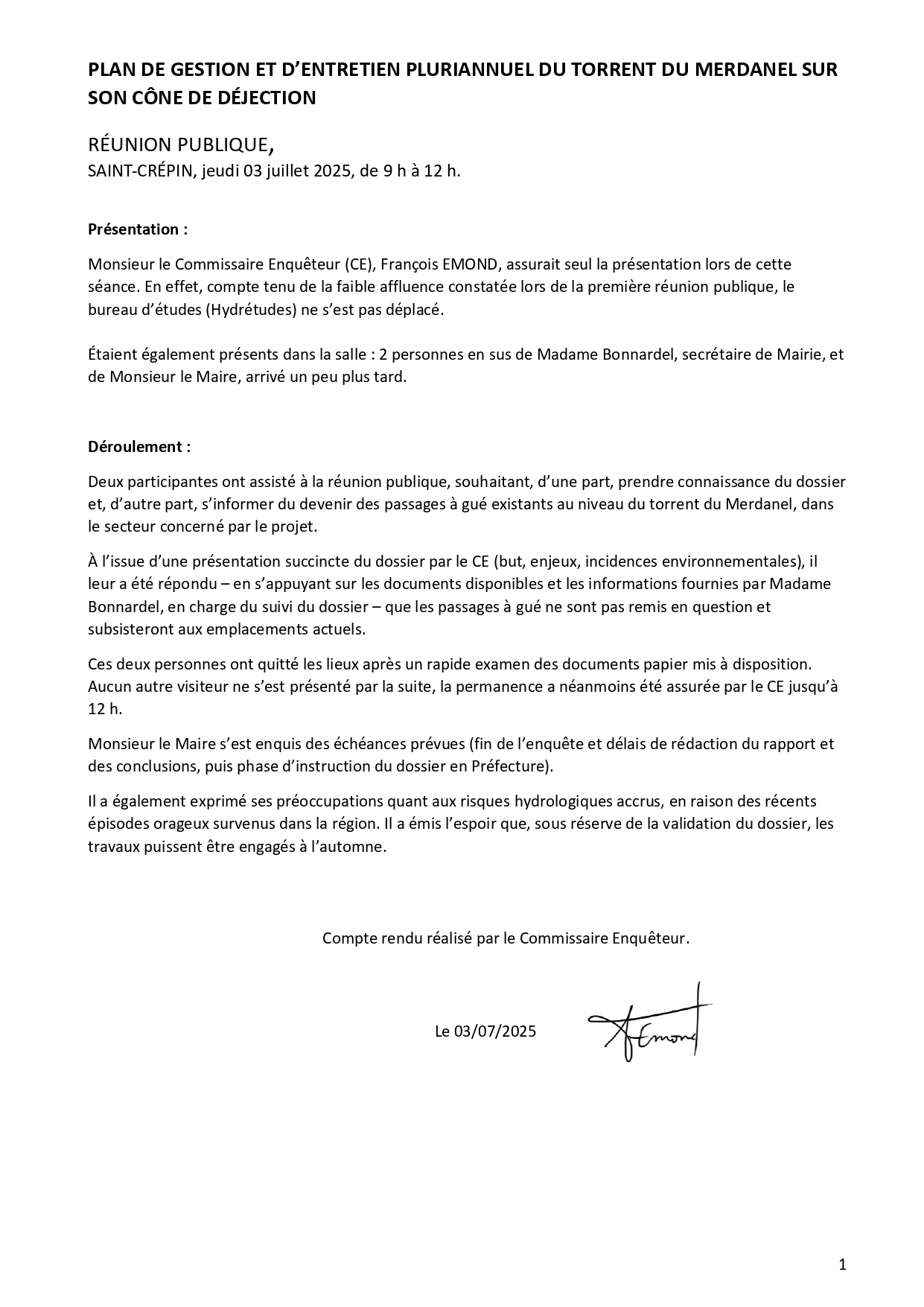 Merdanel compte rendu réunion publique 03 07 2025