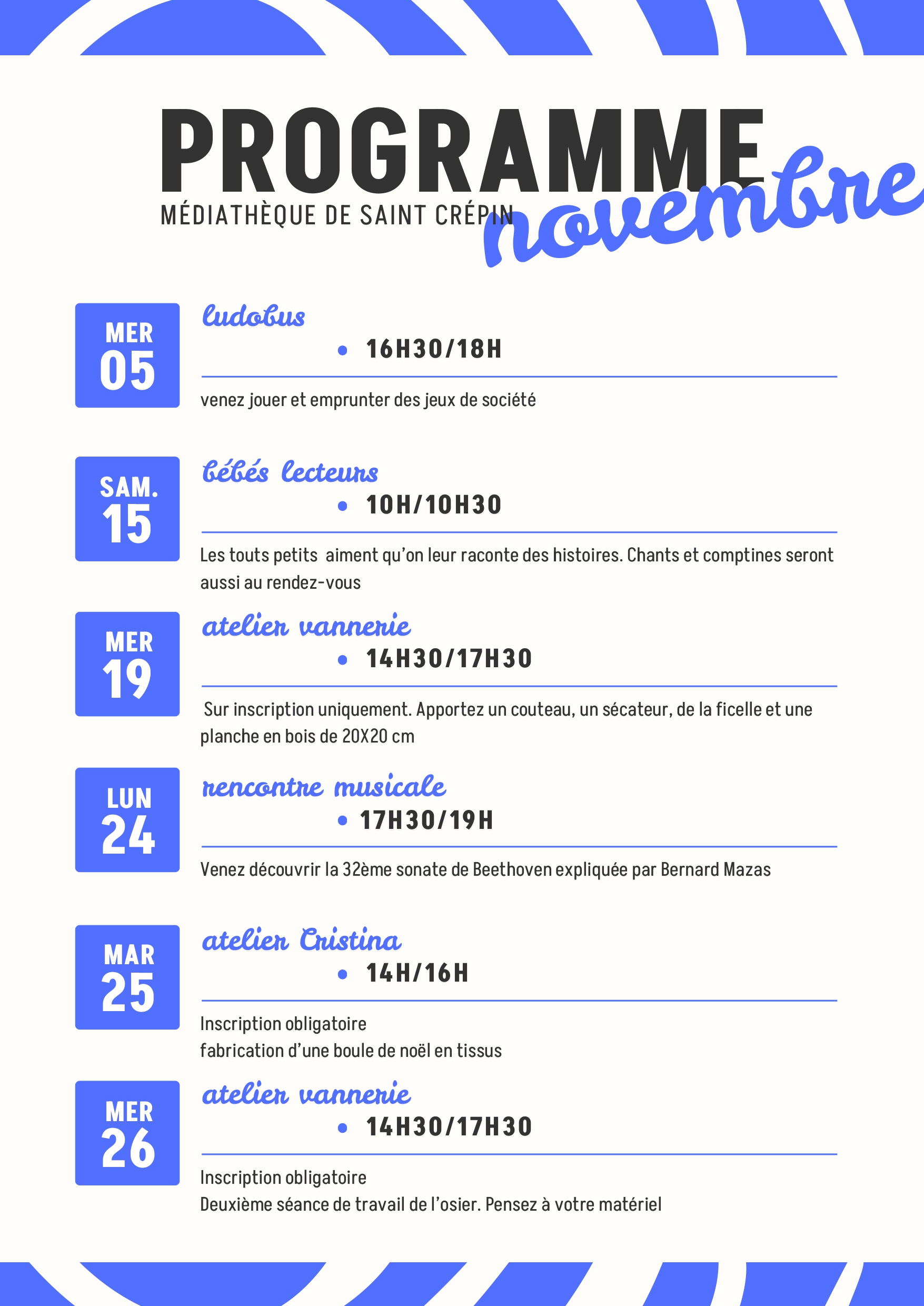 programme médiathèque novembre programme médiathèque novembre