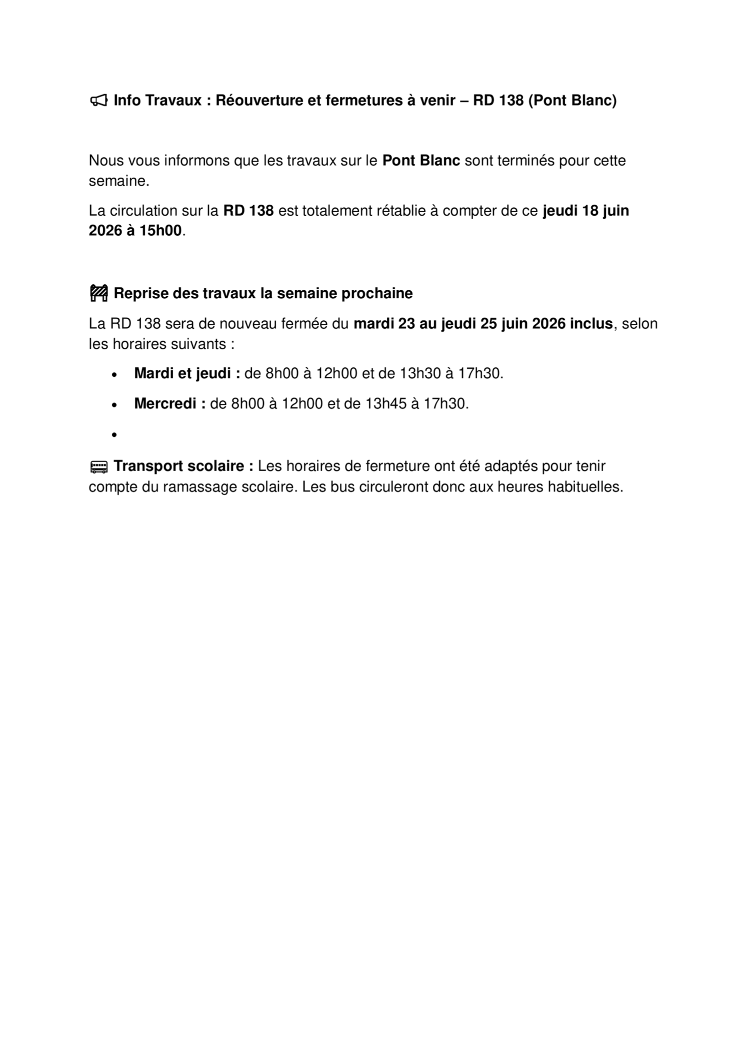 info travaux